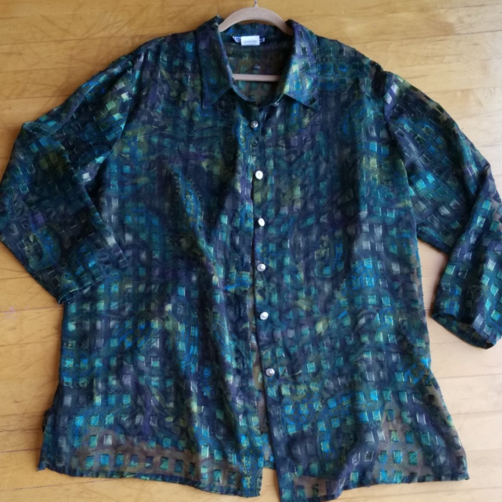 Iridescent green and gold blouse